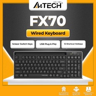A4Tech FX70 Wired Keyboard, Quiet Scissor Switch Slim USB Keyboard with 12 FN Hotkeys