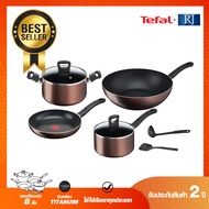 Tefal เซ็ตเครื่องครัว 8 ชิ้น Day By Day ก้นอินดักชั่น กระทะก้นแบน ขนาด 24 ซม. + กระทะก้นลึก ขนาด 28
