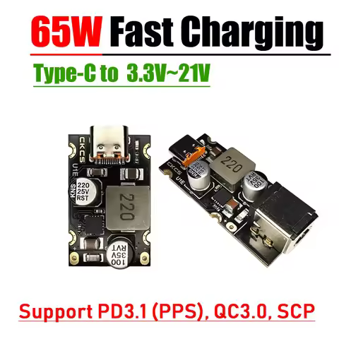 Type-C USB PD 3A 65W Fast Charging Adapter DC 5V 9V 12V 15V 20V 5525 5521 conversion type-c charger 