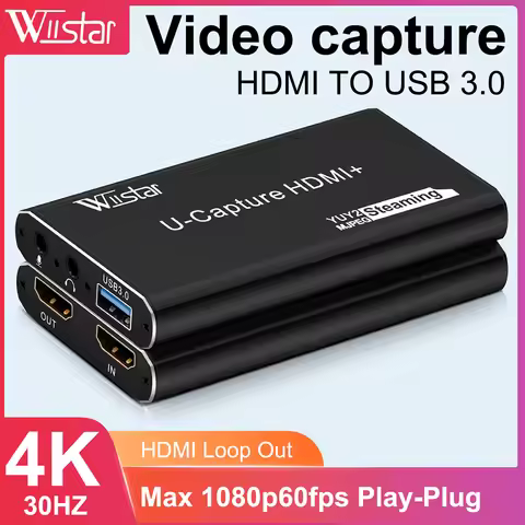 4K HDMI To USB 3.0 Audio Video Capture Card Game Recording for PS4 PS5 Camera Laptop PC Live Streami