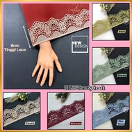 [ 50cm/ unit ]8cm boder lace diamond/ diamond border lace hiasan/ chemical lace/ lace abaya/ lace ba