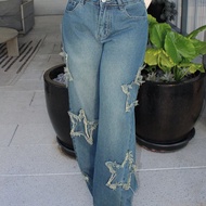 Women's Summer Streetwear 90s Clothes Vintage Gyaru Rapper Athleisure Grunge Star Pattern Washed Bag