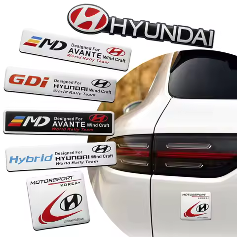 1Pcs Car Styling Aluminum Alloy Badge Stickers For Hyundai Genesis N-LINE I10 I20 I30 I40 IX20 IX35 