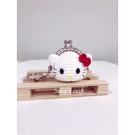Handmade Crochet Amigurumi Hello Kitty Mini Coin Pouch Keychain