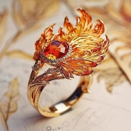 Fire Phoenix Wing Ring Light Luxury High-value Temperament Phoenix Wing Ring All-match Tail Ring