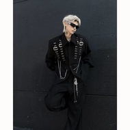 Punk Style Design Heavy ไหล่ Pad Chain เสื้อฤดูใบไม้ผลิเสื้อผ้าผู้ชายไม่มี (AE Stock) ยี่ห้อจีนแหล่ง