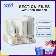 PEMEGANG FAIL RAK BUKU 3/4 SECTIONS FILE STAND WITH PEN HOLDER DOCUMENT BOOK ORGANIZER 文件架 XLM
