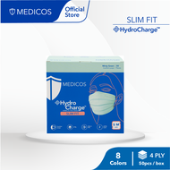 MEDICOS Slim Fit 165 (S/M Size) HydroCharge™ 4ply Surgical Face Mask (Assorted Color)- 1 Box
