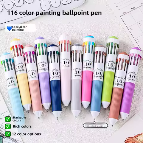116 New Color Series Multi-color Ballpoint Pen for Sketching and Hand Account Book, Soft Grip Colore
