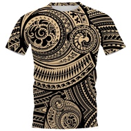 Viking Tattoo T-Shirt Men's Polynesian Style 3D Print Oversized Short Sleeve Harajuku Unisex Casual 