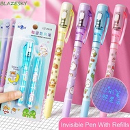 BLAZESKY Invisible Pen With Refills, Mysteriously Disappearing Led UV Lamp Cute Invisible Marker, Cr