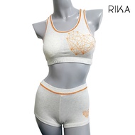 RIKA    Sport Bra  FV1C06 เสื้อใน สปอร์ตบรา บราไร้โครง ผ้าคอตตอนยืด บราเสริมฟองน้ำ ฟองน้ำ PAD ทรงกลม