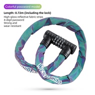 WEST BIKING Bike Chain Lock Reflective Passward Lock 2.79 Ft Bike Locks with 2 Keys Chain Lock for B