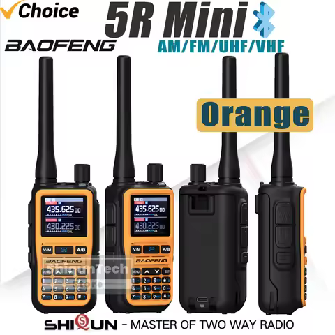 Baofeng UV-5R Mini Walkie Talkie Orange 5R mini Radio Bluetooth Programming 1600mah UHF VHF AM FM Po