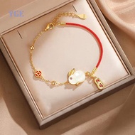 Natural Hotan Jade Rabbit Bracelet For Women Exquisite Charm Classic Red Rope Design Bangles Light L