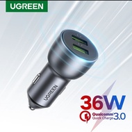 Ugreen Adapter Car Charger Dual Port Usb Fast Charging 36W Samsung Oppo Vivo 10144