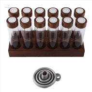 htrshj12PCS Coffee Bean Storage Tubes Coffee Bean Cellar Wooden Display Stand and Funnel Espresso Su