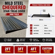 Mild steel chequered staircase step tangga plate papan besi bunga 3mm x 2feet x 250mm x 25mm x 25mm 