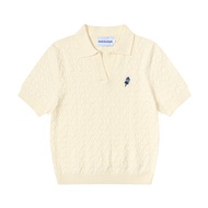 Áo Polo Dệt Kim Cable-Knit Calem.Club họa tiết Thêu Mini vải dệt nổi form nữ