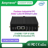 Anyrevo Fanless Mini PC Industrial Computer 2COM RS232 4USB Intel N100 Alder Lake-N Celeron J6412 Suitable for Mechanical Automation IoT Windows 11 pro
