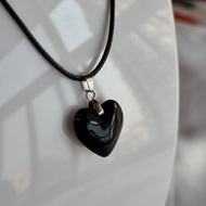 Necklace Black Heart | Black Heart Drawstring Necklace | Lumaku