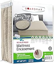 Guardmax Terry Cotton Zippered Mattress Encasement - Queen Size - 100% Waterproof and Bed Bug Proof 