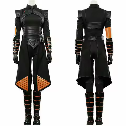 Mandalorian Fennec Shand Cuff Stripe Stand Up Collar Dovetail Splicing Long Black and Yellow Waist C