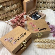 Birthday Flowers Printed Music Box Custom Name Ballet/Birthday/Swan Lake Song Wooden Special Anniver