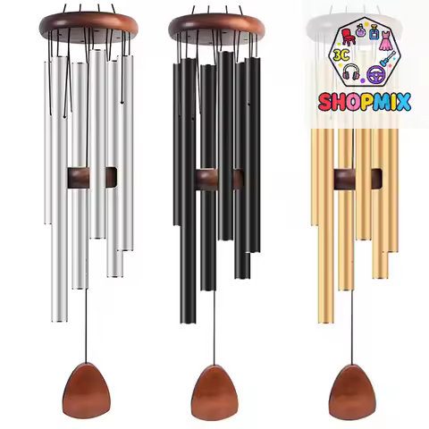 Classic 26 Inch Aluminum Pipe Wind Chimes With Wooden Hanging Tag Farmhouses Terraces Gardens Balcon