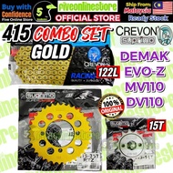Suprimo Crevon 415 Sprocket Set With Gold Chain For DEMAK EVOZ EVO ZR MV110 DV110 DVS 110 415T Sets 