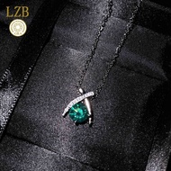 HIJAU Green Diamond Necklace biru Pt950 X-Shaped Pendant