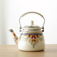 【LUOQI shop】 Enamel Enamel Thickened 3.3L Barley Water Bottle Belt Strainer Flat Bottom Water Boiler