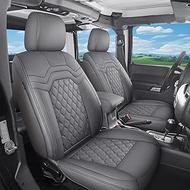 Huidasource F350 Gray Seat Covers Full Set, Full Coverage Interior Truck Car Leather Seat Cover Acce