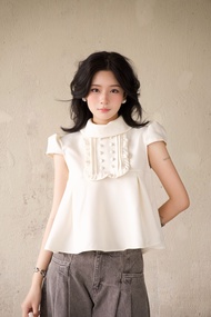 (พร้อมส่ง/ชุดแบรนด์เวียดนาม) Leya top - Mania Cutie เสื้อมีปก