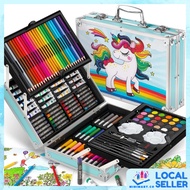 Kids Drawing Art Set Painting Pen Colour Pencils with Unicorn Aluminum Case 145PCS Art Supplies Pens