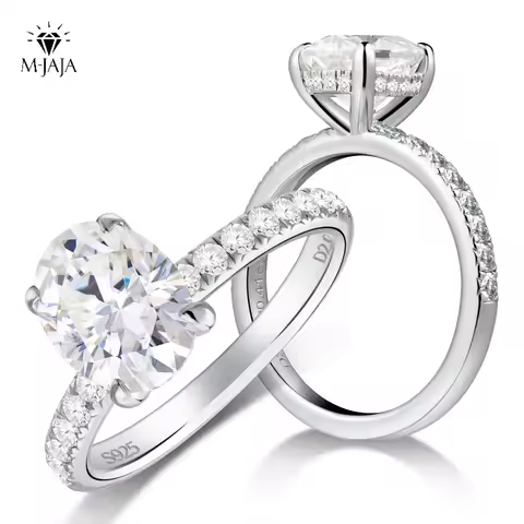 Moissanite Ring 925 Sterling Silver Original Certified 18K White Gold Plated 2ct Diamond Engagement 