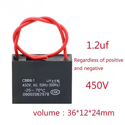 WZ-1.2uF 450V CBB61 fan capacitor 1.2μF fan start capacitor motor start capacitor