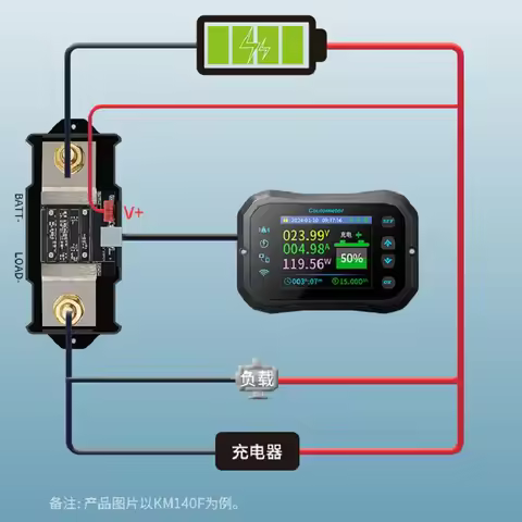 New KM160F KM140F WiFi Remote RV Coulomb Meter Electric Vehicle Lead-acid Lithium Battery Tester KM1