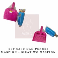 Maspion Mini Broom and Dustpan Set + Toilet Brush