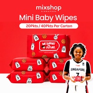 Mixshop Mini Baby Wet Wipes [BAS Fundraising Edition] | Extra Thick & Soft | Pocket Travel Wipes