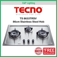 Tecno 86cm 3 Burner Stainless Steel Cooker Hob Gas Stove TS 8633TRSV