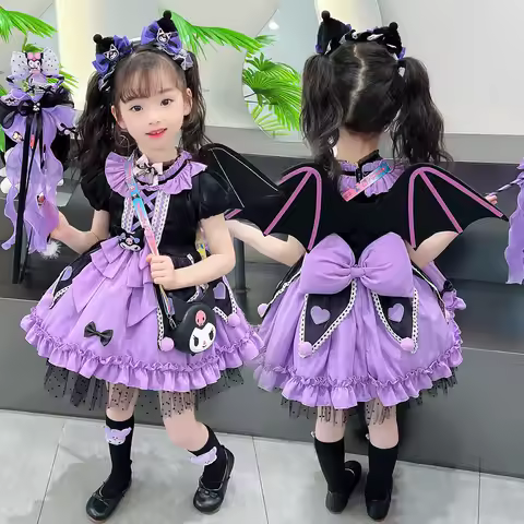 2025 Cosplay Kuromi Lolita Princess Dress Children Birthday Party Costume Summer dress Bow Puffy Ski