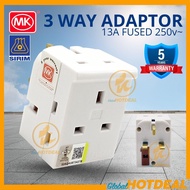 MK 3 Way Plug Adapter 3 Pin Adapter SIRIM Kepala Plug 3 Pin 13A 250V Power Point Adaptor Plug Extens