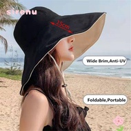 SIRENU Bucket Hat Spring Summer Panama Hat Anti-UV Foldable Sun Hat