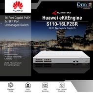 Huawei Ekit S110-16LP2SR, Unmanaged | 16 x 10/100/1000BASE-T ports, 2 x GE SFP ports | 124W PoE+