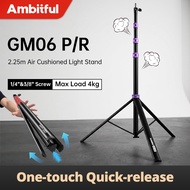 Ambitful GM06P/R 2.25m Air Cushioned Light Stand One‑Touch Quick‑Release Tripod Max Load 4kg 1/4"&3/