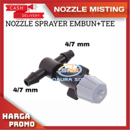 NOZZEL MISTING SPRAYER KABUT NOZEEL + TEE ABU ABU PLASTIK / NOZEL EMBUN SPRAYER / FOOGER / MISTING