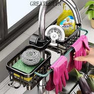 GREATESKSS Kitchen Sink Drain Rack, Bathroom Organizer Multipurppse Sponge Storage Basket, Soap Drai