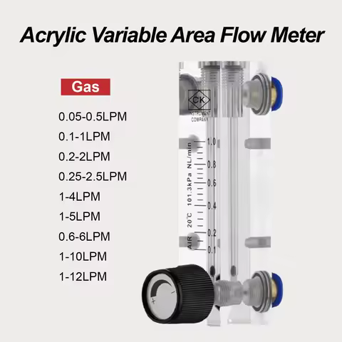LZM-4T Acrylic Variable Area Flow Meter Adjustable Panel Mount Gas Rotameter Air Flow Rate Controlle