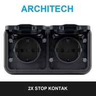 terbaru !!! architech stop kontak waterproof stop kontak double black